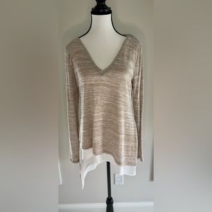 WHBM mixed media v neck tunic